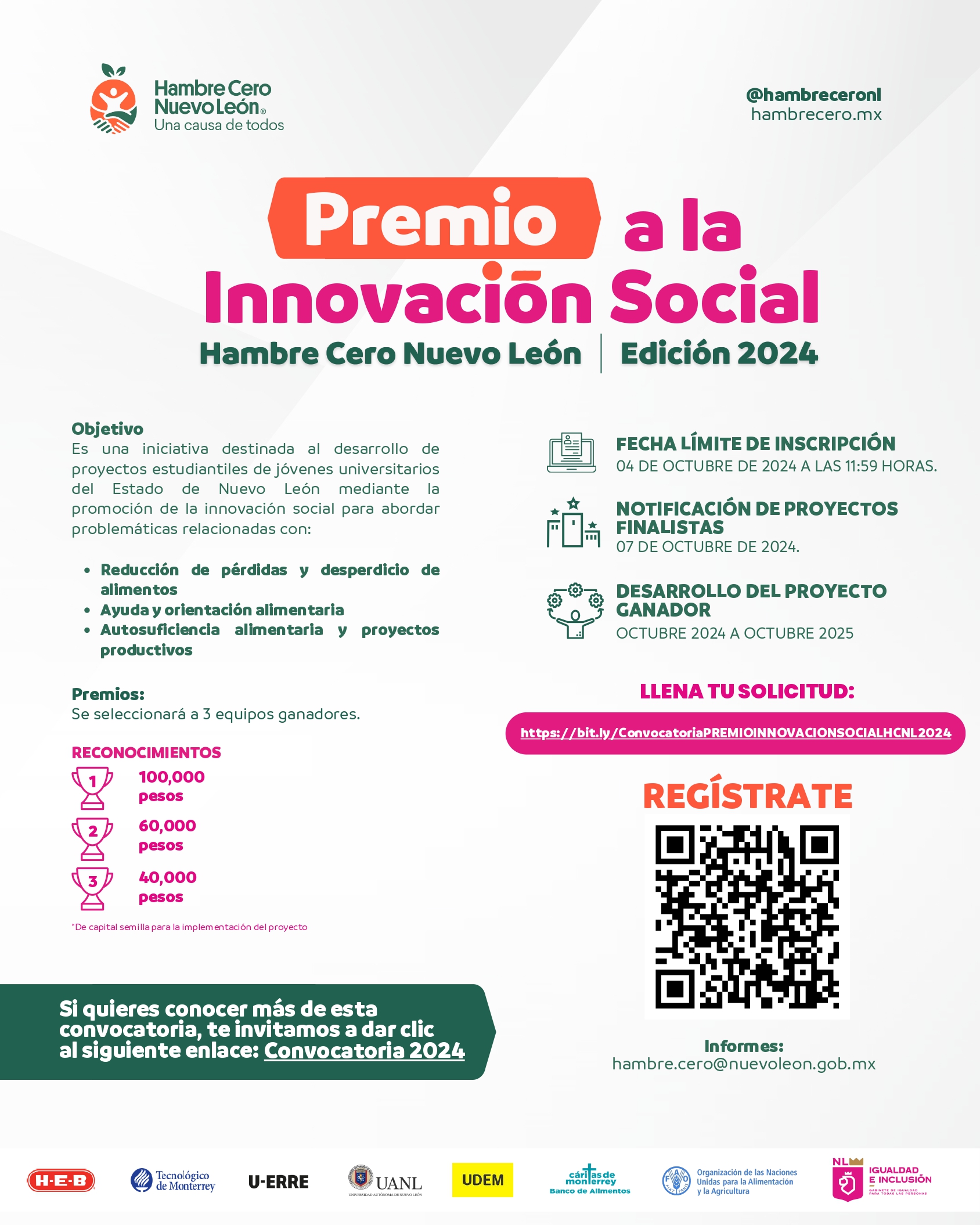 Premio a la Innovación Social. Hambre Cero Nuevo León. Edición 2024